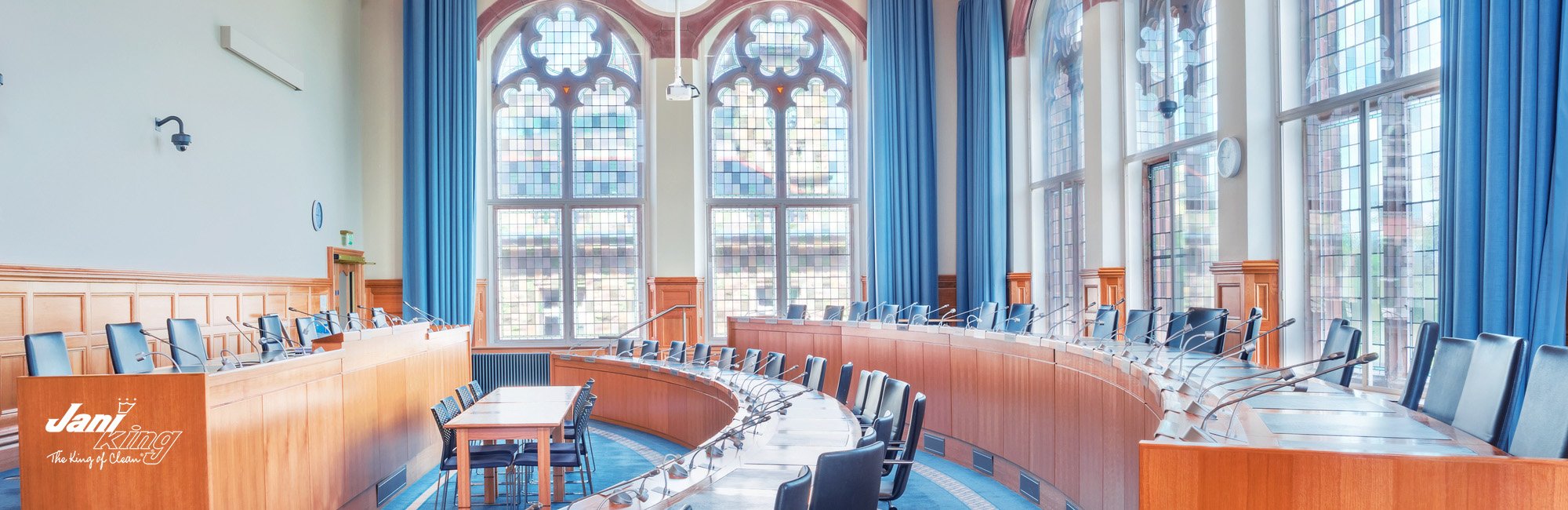 Cleaned government council meeting room.