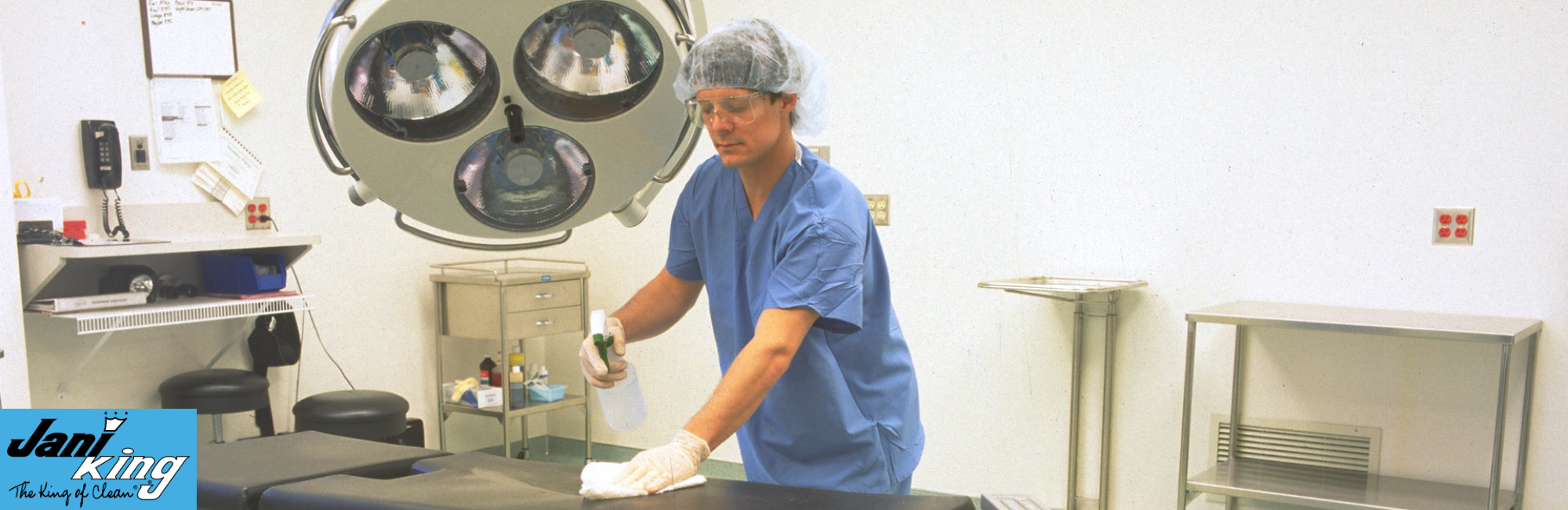 EVS medical cleaning staff cleaning a hospital room.