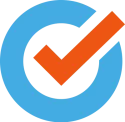 icon orange check with blue circle